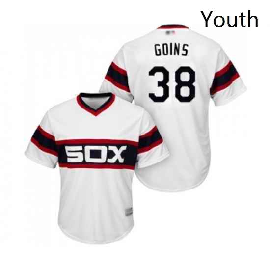 Youth Chicago White Sox 38 Ryan Goins Replica White 2013 Alternate Home Cool Base Baseball Jersey